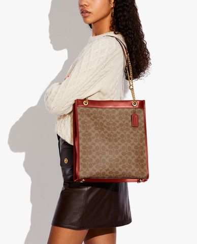  COACH - Túi tote nữ chữ nhật Tote In Signature Canvas 
