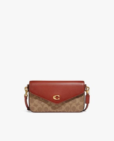  COACH - Túi đeo chéo nữ nắp gập phom chữ nhật Wyn Signature Canvas 
