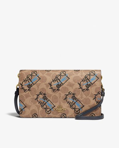  COACH - Túi đeo chéo nữ nắp gập hình chữ nhật phối logo 