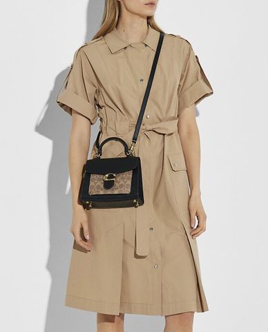  COACH - Túi xách tay chữ nhật nắp gập Tabby 20 In Signature Canvas 