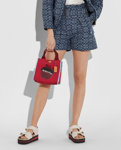  COACH - Túi tote nữ phom vuông 22 With Retro Big Apple 