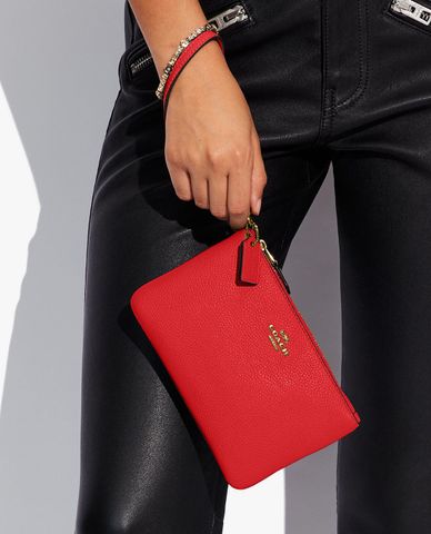  COACH - Clutch nữ khóa kéo kim loại 