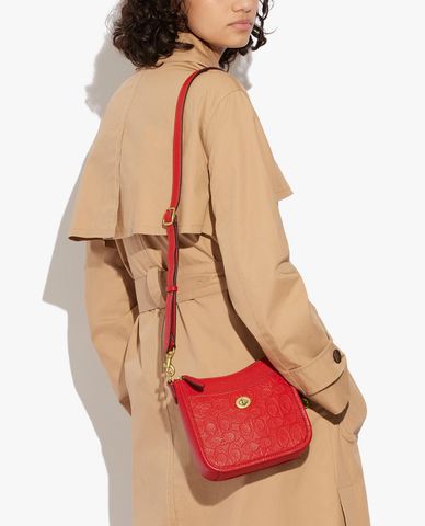  COACH - Túi đeo chéo nữ phom vuông phối khóa zip thời trang 