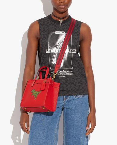  COACH - Túi xách nữ phom vuông phối hình khủng long nổi bật 