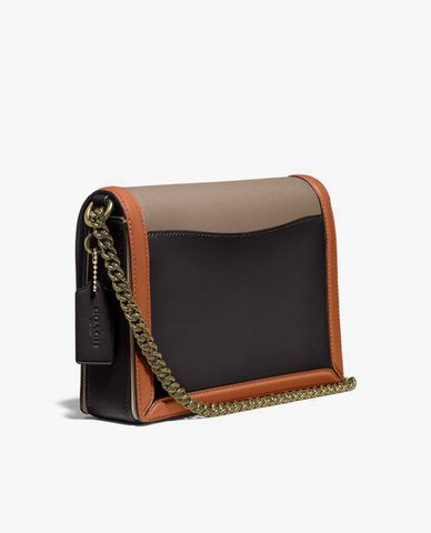  COACH - Túi đeo vai nắp gập khóa kim loại Hutton 