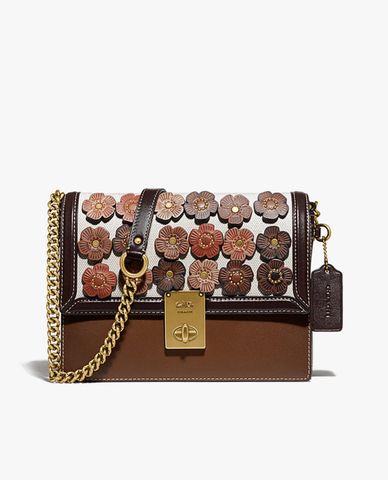  COACH - Túi đeo vai nắp gập đính hoa Hutton 