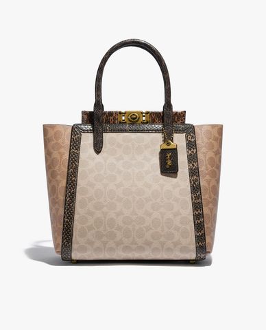  COACH - Túi xách tay phom vuông Troupe Snakeskin Detail 