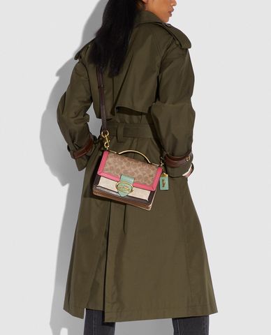  COACH - Túi xách tay chữ nhật nắp gập Riley Blocked 