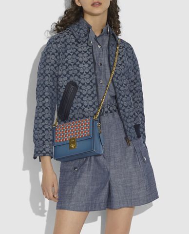  COACH - Túi đeo vai nữ nắp gập Hutton Weaving 