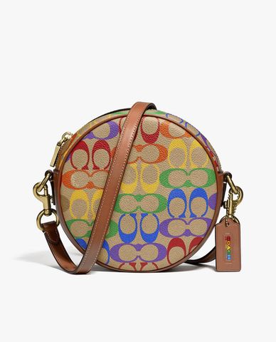  COACH - Túi đeo chéo nữ hình tròn Rainbow Signature Canvas 
