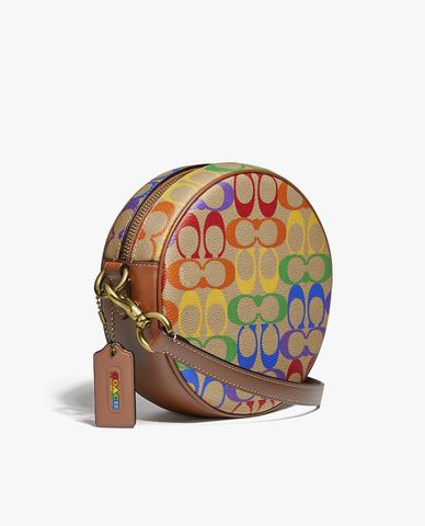  COACH - Túi đeo chéo nữ hình tròn Rainbow Signature Canvas 