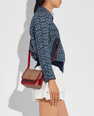  COACH - Túi đeo chéo nắp gập Rambler Crossbody In Signature Canvas 