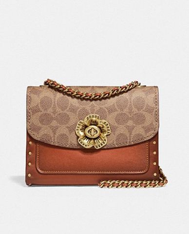  COACH - Túi đeo vải nắp gập phối đinh tán Parker 18 