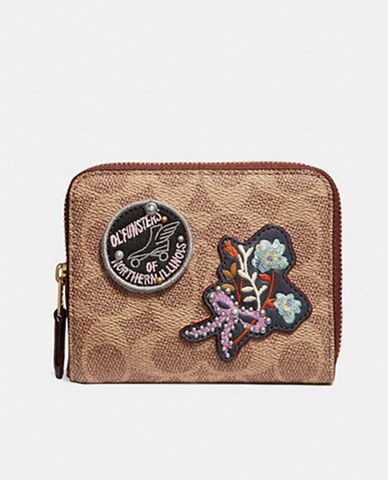  COACH - Ví da phối logo khóa kéo kim loại 