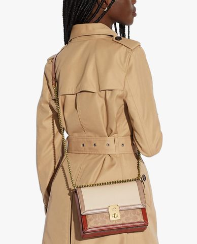  COACH - Túi đeo chéo nữ nắp gập Hutton In Colorblock Signature Canvas 
