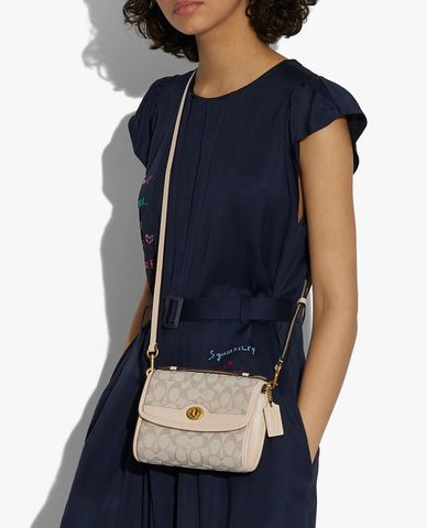  COACH - Túi đeo chéo nữ nắp gập Kip Turnlock In Signature Jacquard 