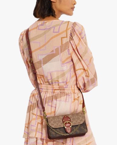  COACH - Túi đeo chéo nữ chữ nhật Beat In Signature Canvas 