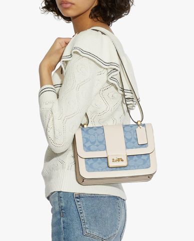  COACH - Túi đeo vai nữ chữ nhật Alie Signature Chambray 