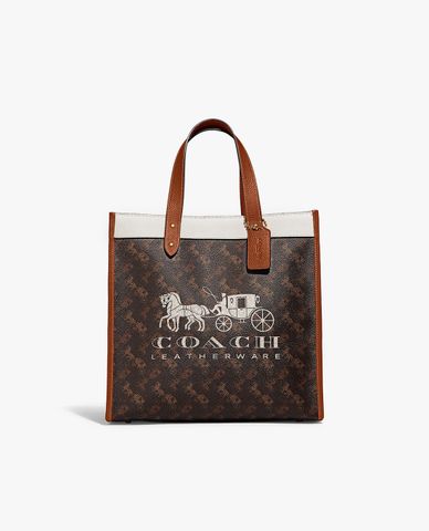  COACH - Túi tote nữ phom vuông Field Horse & Carriage 