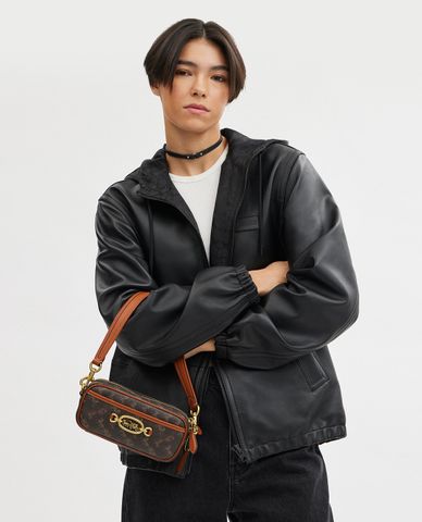  COACH - Túi đeo vai nữ phom chữ nhật phối logo kim loại Avery 