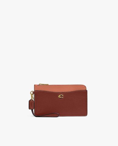  COACH - Ví cầm tay nữ chữ nhật phối tay cầm da 