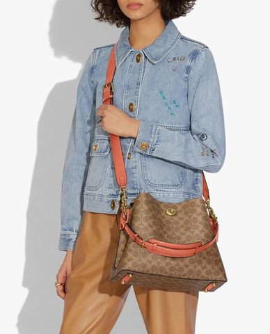  COACH - Túi đeo vai nữ dáng vuông Willow In Signature Canvas 