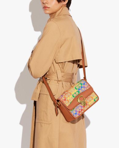  COACH - Túi đeo vai nữ chữ nhật Studio Rainbow Signature Canvas 