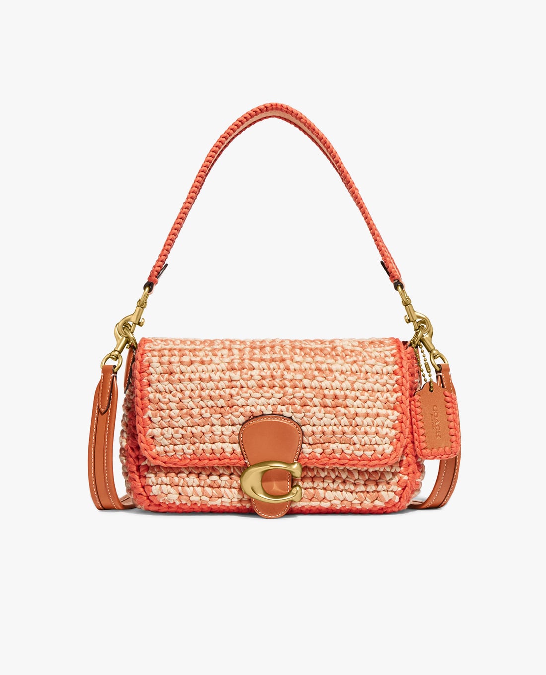 COACH - Túi đeo vai nữ phom chữ nhật nắp gập Soft Tabby With Crochet