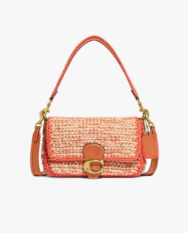 COACH - Túi đeo vai nữ phom chữ nhật nắp gập Soft Tabby With Crochet 