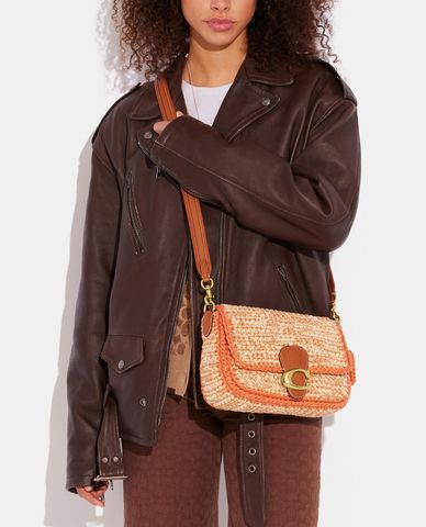  COACH - Túi đeo vai nữ phom chữ nhật nắp gập Soft Tabby With Crochet 