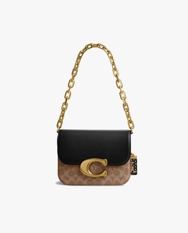  COACH - Túi đeo vai nữ nắp gập Idol Signature Canvas 