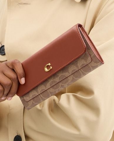  COACH - Ví nữ dáng dài phối logo Mila Long Flap 
