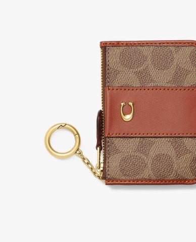  COACH - Ví đựng thẻ nữ chữ nhật Mini Skinny ID Signature Canvas 