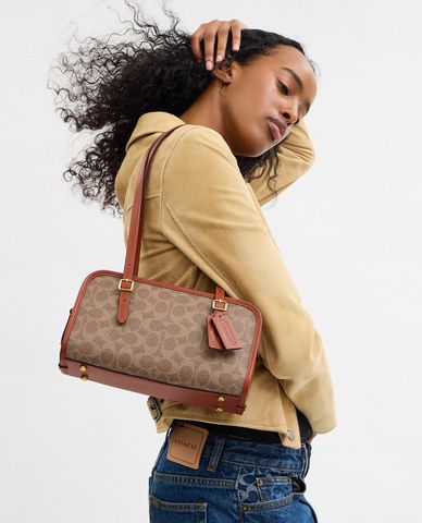  COACH - Túi đeo vai nữ phom chữ nhật Swing Zip Signature Canvas 