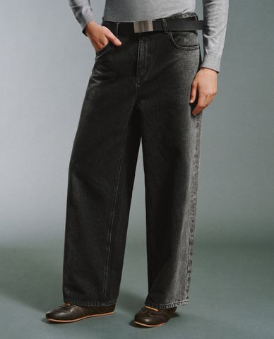  URBAN REVIVO - Quần jeans nam ống rộng thời trang Straight 