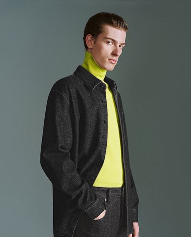  URBAN REVIVO - Áo sơ mi nam denim tay dài thanh lịch 