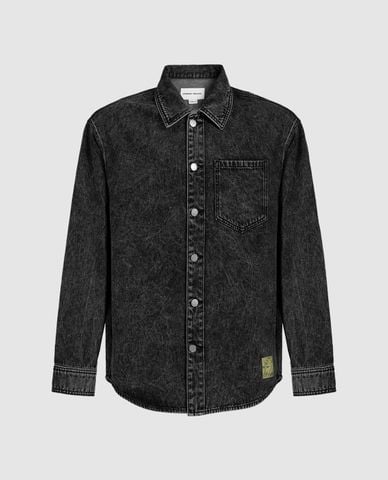  URBAN REVIVO - Áo sơ mi denim nam cổ bẻ tay dài thời trang 