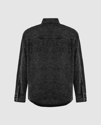  URBAN REVIVO - Áo sơ mi denim nam cổ bẻ tay dài thời trang 