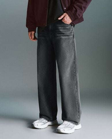  URBAN REVIVO - Quần jeans nam ống rộng Straight 