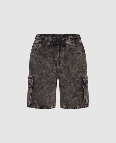  URBAN REVIVO - Quần short jeans nam lưng thun 