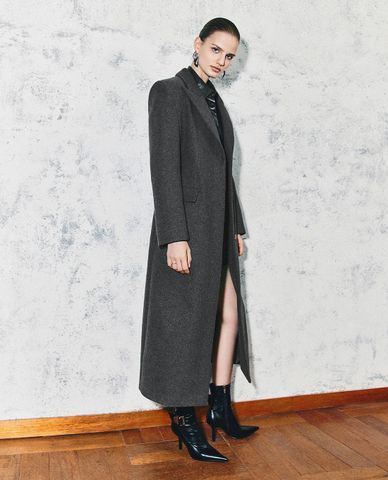  URBAN REVIVO - Áo khoác nữ một hàng nút dáng dài Single Breasted Lapel 