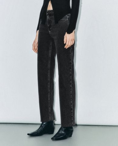  URBAN REVIVO - Quần jeans nữ ống đứng thanh lịch 