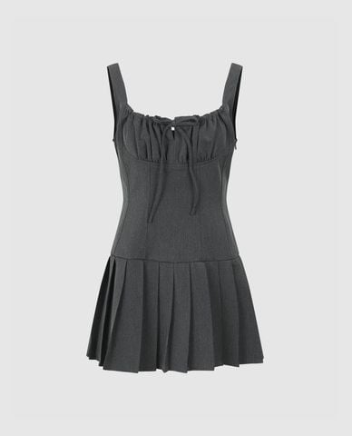  URBAN REVIVO - Đầm hai dây mini Pleated A Line 