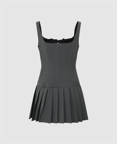  URBAN REVIVO - Đầm hai dây mini Pleated A Line 