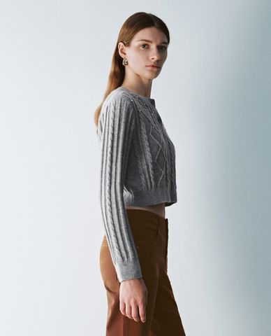  URBAN REVIVO - Áo khoác cardigan nữ phom croptop Button Up Straight 