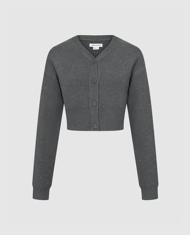  URBAN REVIVO - Áo khoác cardigan nữ cổ tròn tay dài phom croptop 