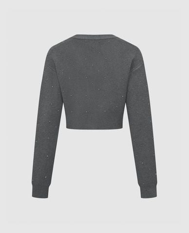  URBAN REVIVO - Áo khoác cardigan nữ cổ tròn tay dài phom croptop 