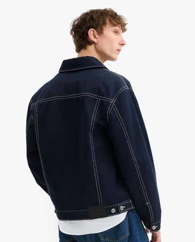  COACH - Áo khoác denim nam cổ bẻ tay dài Trucker 