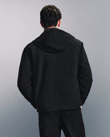  URBAN REVIVO - Áo khoác phối mũ nam Hoodie Zip Up Front 