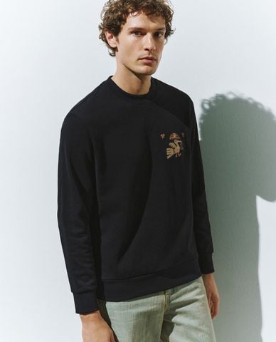  URBAN REVIVO - Áo sweatshirt nam cổ tròn tay dài phom suông 